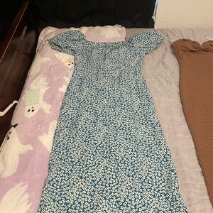 Floral Long Sleeve Dress - Blue